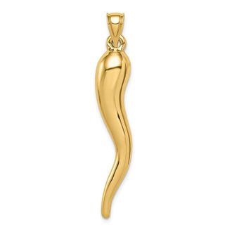 Diamond2Deal 10k Yellow Gold Hollow Italian Horn Pendant