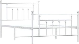 vidaXL Vidaxl - Estructura Cama Sin Colch&oacute;n Con Estribo Metal Blanco 107x203 Cm