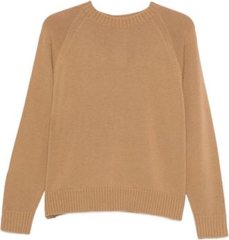 Max Mara Kameeltrui MM2 Stijlvol Ontwerp - Dames - Ronde hals truien - Bruin - L - Truien & Vesten