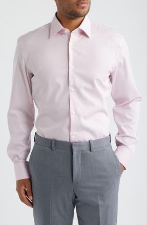 BOSS Hank Slim Fit Cotton Dress Shirt in Light/Pastel Pink at Nordstrom, Size 16.5R