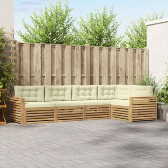 vidaXL Vidaxl Set Di Divani Da Esterno 5 Pz Bianco E Crema Poliestere