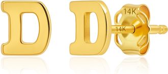 MAX + STONE 14k Yellow or White Gold Small Script Initial Letter Stud Earrings