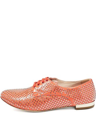 Miu Miu Lakleren derby schoenen verfraaid met kristallen - Oranje