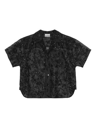 Ganni T-shirt verfraaid met pailletten - Zwart