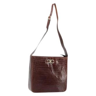 Ferragamo Pre-owned Cross Body Bags, female, Brown, Size: ONE SIZE Pre-owned Leather Shoulder Bag