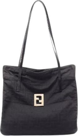 Fendi Pre-owned Zucca Nylon Leather Tote Bag - Dames - Vintage Shopper - Zwart - ONE Size - Nylon - Vintage