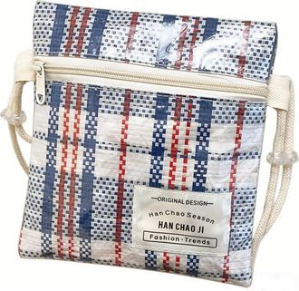 Generic Mini Plaid Crossbody Bag for Women - Small Stylish Simple Shoulder Bag with Adjustable Strap (Blue)