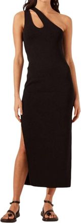 Shona Joy Basic One Shoulder Open Back Midi Dress In Black