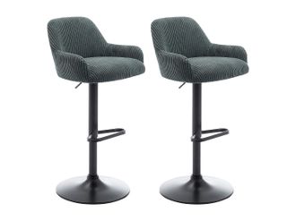 Vente-Unique Conjunto de 2 taburetes de pana y metal negro - Altura ajustable - Verde - LILIYA