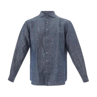 Lardini Heren, Overhemden, Blauw, Maat: 2XL Linnen