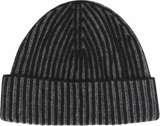 Moorer Mens Ribbed Knit Beanie Hat In Nero/dark Grey