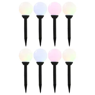Berkfield Home Outdoor Solar Lamps 8 pcs LED Spherical 15 cm RGB in White