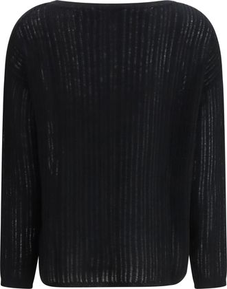 Allude Womens Rib-Knit Crew-Neck Sweater 90 Kashmir-Capra Hircus Kashmir/capra