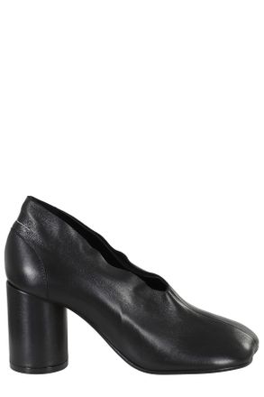 Maison Margiela Black Anatomical Square Toe Leather High Heel Pumps