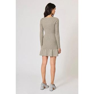 Manoush Glitter Ribbed Mini Dress - Dames - Lange truien - Groen - M - Polyester - Truien & Vesten