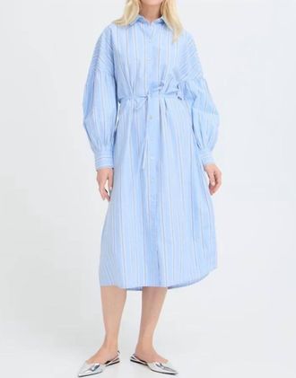 b.young Sierra Striped Shirt Dress In Blue