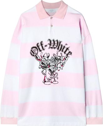 Off-white long-sleeve polo shirt - men - Cotton - L - Pink