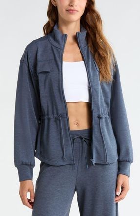 Zella Soft Luxe Utility Jacket in Navy Armada Heather at Nordstrom, Size X-Large