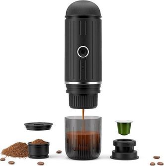 OEM Cafetera Espresso Port&aacute;til El&eacute;ctrica Recargable 12 V Funci&oacute;n Calentamiento Mediante Bot&oacute;n, Viajar, Negra
