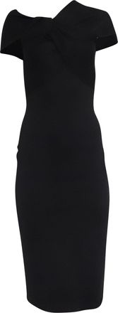 Victoria Beckham Twist Drape Fitted Dress in Black Viscose