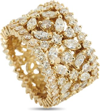 Luxury Bazaar 18K Yellow Gold 6.20ct Diamond Wide Band Ring MF05-011926