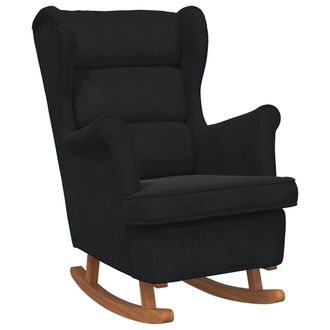 vidaXL Vidaxl - Silla Mecedora Con Patas De Madera De Caucho Terciopelo Negro