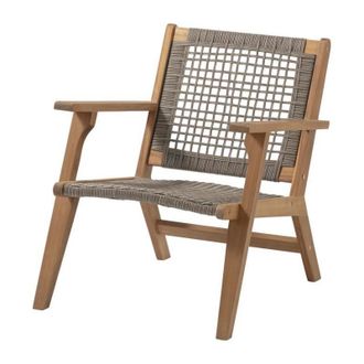 Bora Fauteuil De Jardin Bas En Bois DAcacia Fsc Et En R&eacute;sine Tress&eacute;e - Bora - L60xp76xh73 Cm