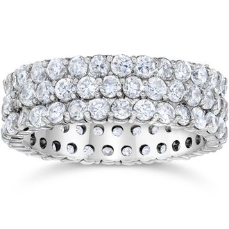 Pompeii3 3 1/2ct 3-Row Lab Grown Diamond Eternity Ring 14K White Gold Size: 10