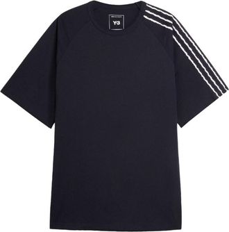 Yohji Yamamoto Black Crewneck Stripe T-Shirt