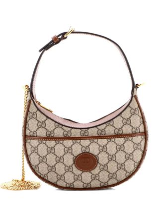 Gucci Interlocking G Patch Half Moon GG Coated Canvas Mini hobo bag - women - Fabric - One Size - Brown