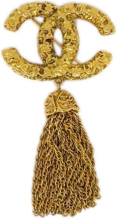 Chanel 1993 metal tassel CC brooch - women - Gold Plated - One Size