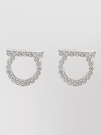 Ferragamo gancini crystal circular stud earrings