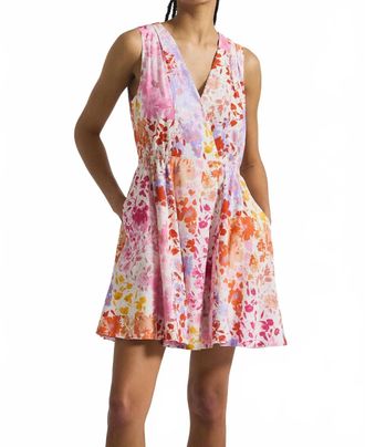 Derek Lam Tia Floral Stretch Linen Mini Dress In Rose Multi
