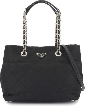 Prada Black Nero Nylon Saffiano Triangle Shoulder Bag Tote Bag (Pre-Owned)