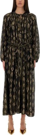 Isabel Marant Black Printed Round Neck Midi Dress