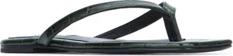 Toteme Womens Flip Flops Green Cow Leather Flats