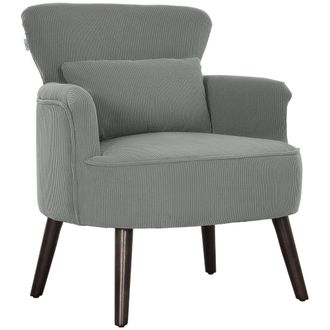 HOMCOM Armchair With Padded Seat And Backrest For Living Room - Light Grey | TJ Hughes