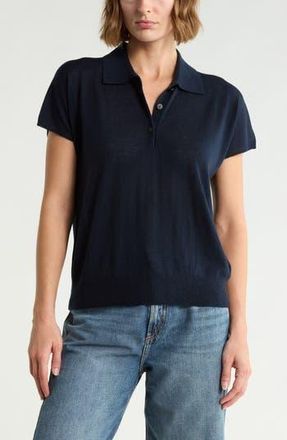 Vince Short Sleeve Wool Blend Polo Sweater in Coastal at Nordstrom Rack, Size X-Small