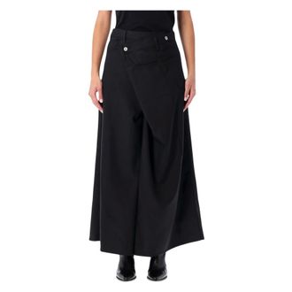 Junya Watanabe Maxi Skirts, female, Black, Size: L Asymmetric Long Skirt