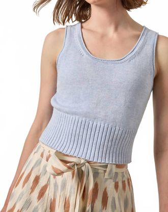 Lilla P Cropped Scoop Tank Sweater Top In Clearwater