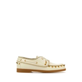 Valentino Garavani Sailor Shoes, female, White, Size: 8 1/2 US Leather Lace-Up Shoes
