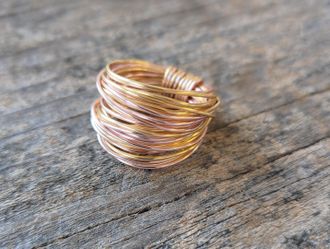 A Blonde and Her Bag Marcia Wire Wrap Ring in Rose Gold with Gold