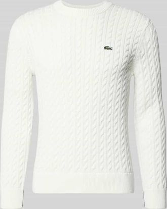 Lacoste Regular Fit Strickpullover aus Baumwoll-Mix in Offwhite, Gr&ouml;&szlig;e XXL