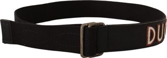 Costume National Womens Black Cotton Ducati Metal Buckle Belt Leather