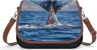 Generic Humpback Whale Tail Crossbody Bags for Women Fashion Leather Shoulder Handbags With Adjustable Strap