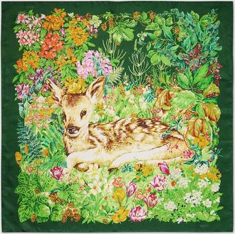 Gucci Giardino Di Seta Printed Silk Carr&eacute;, Green, Silk