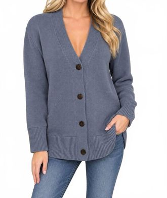 Vince Wool Blend Weekend Cardigan In Blue