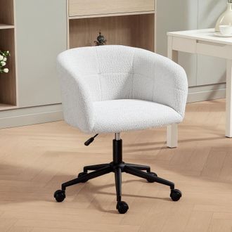 STILVORA Sedia Da Ufficio In Velluto Design A Guscio, Altezza Regolabile, Girevole Con Ruote, Base In Acciaio, Bianco Crema