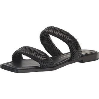 Dolce Vita Womens Dolce Vita Inya Sandals Black Woven Straps Square Toe Slide ZAP2099