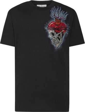 Philipp Plein T-Shirt Ronde Hals Love Tattoo - Heren - T-shirts - Zwart - 4XL - Katoen - Tops